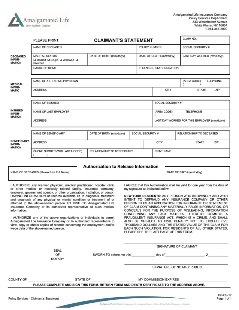Claimant's Statement