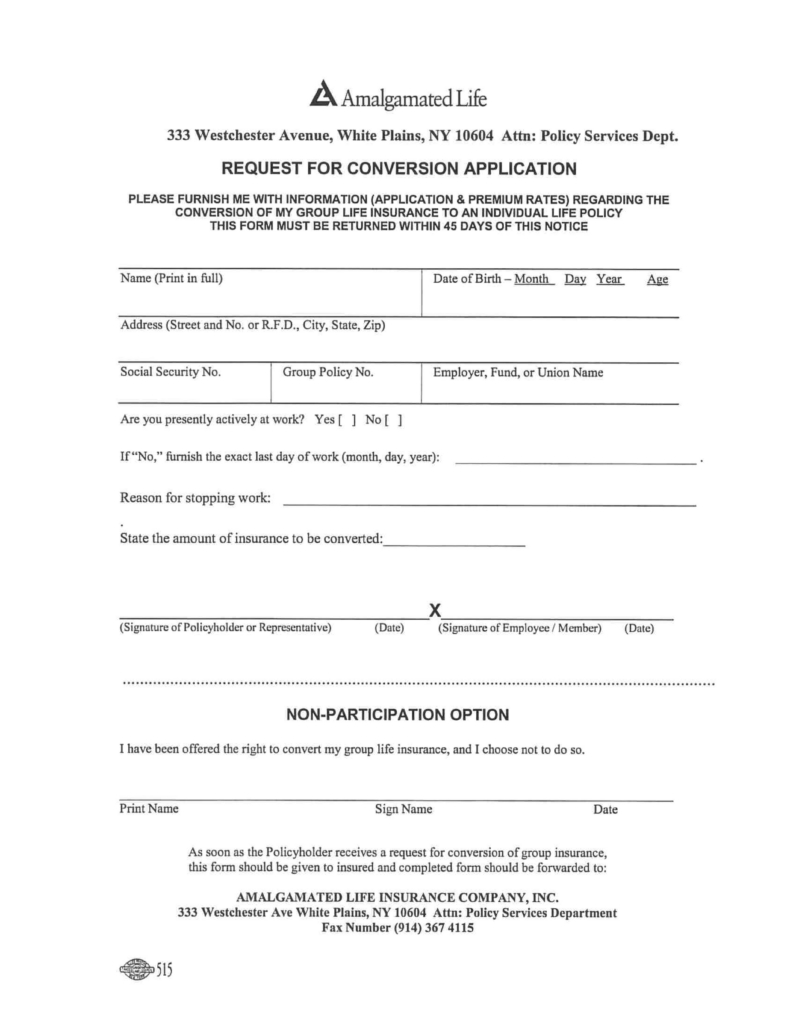 Request for conversion application